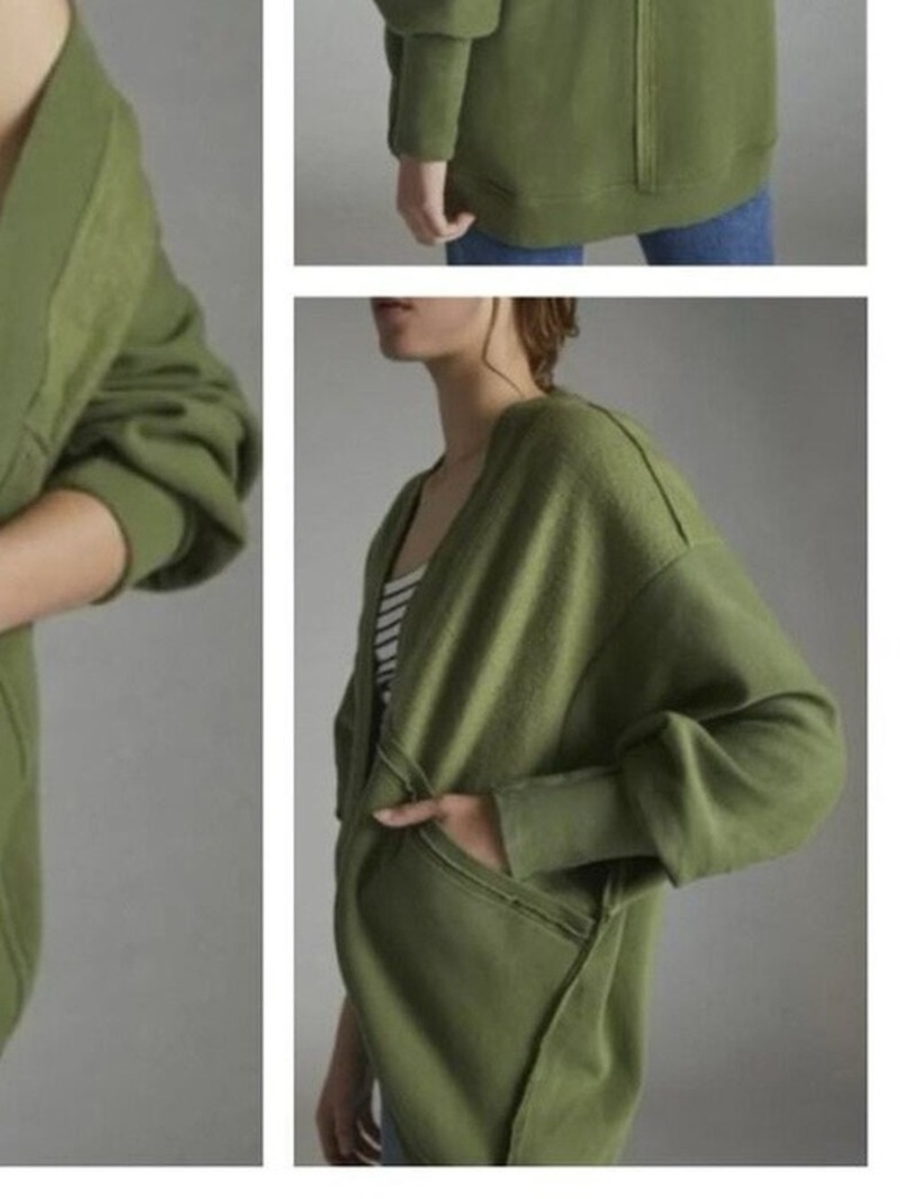 Pilcro Olive Green Open-Front Cardigan